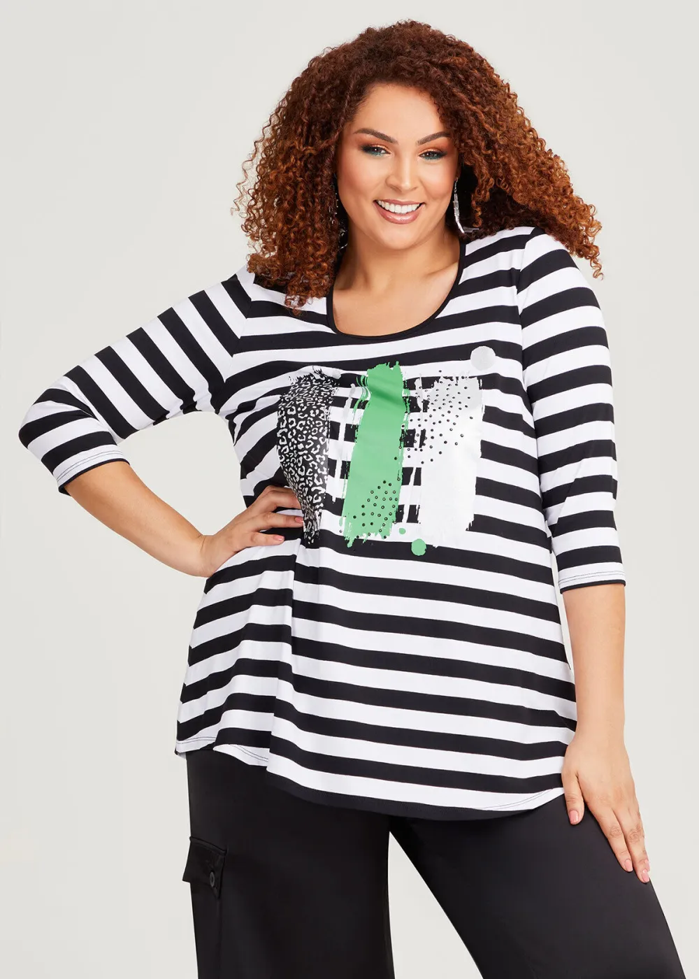 Natural Stripe Metallic Top
