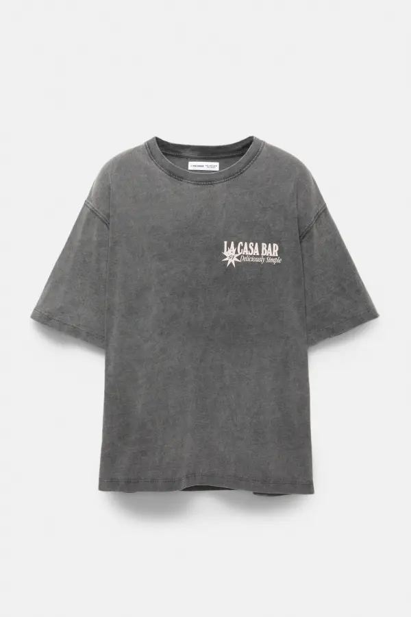 Camiseta gris gráfico servilletas