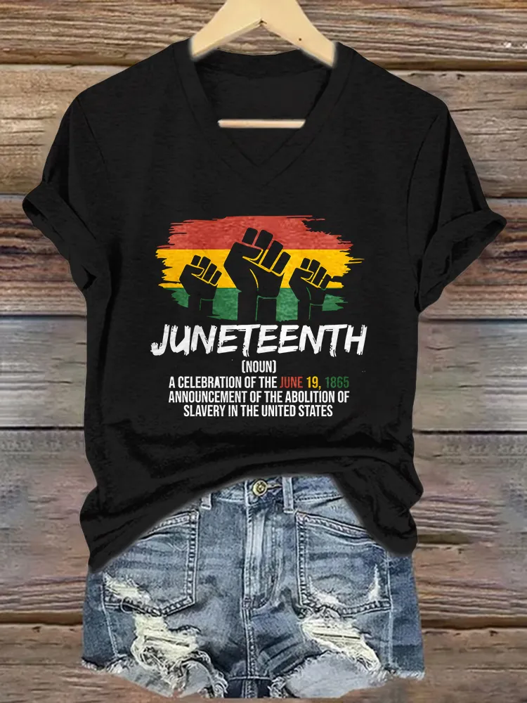 Women'S Juneteenth V-Neck Short-Sleeved T-Shirt