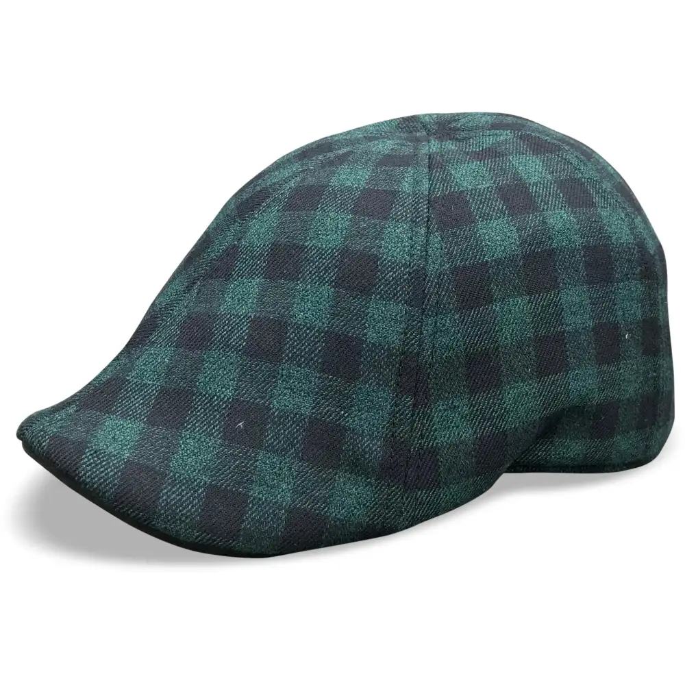 The Brogue Boston Scally Cap - Forest Green & Black Plaid