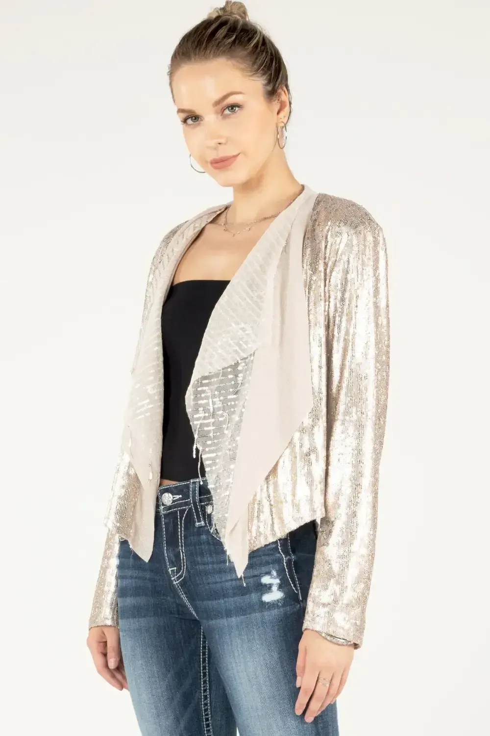 Glitter Leopard Print Open Cardigan