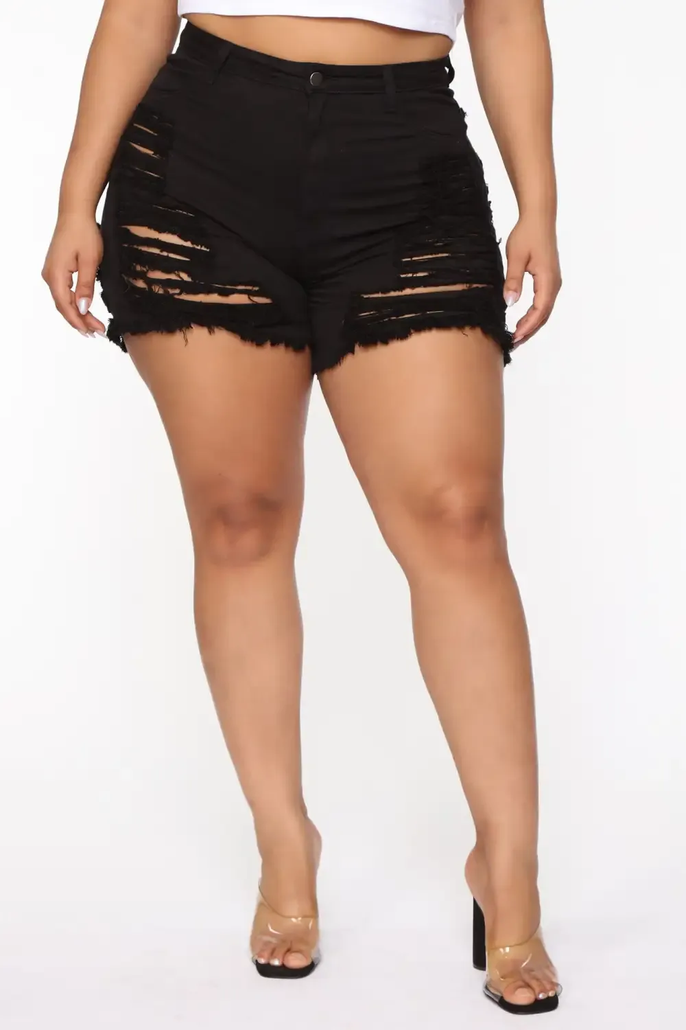 Yes Now Distressed Bermuda Shorts - Black