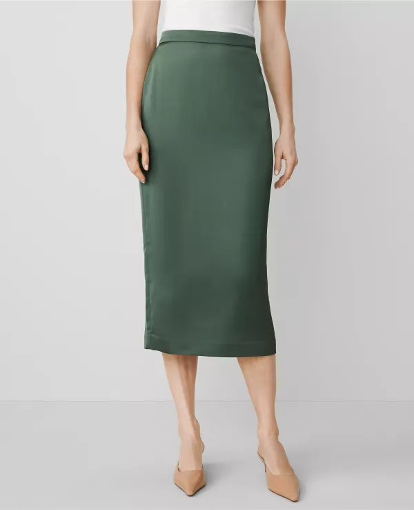 Crepe Column Midi Skirt