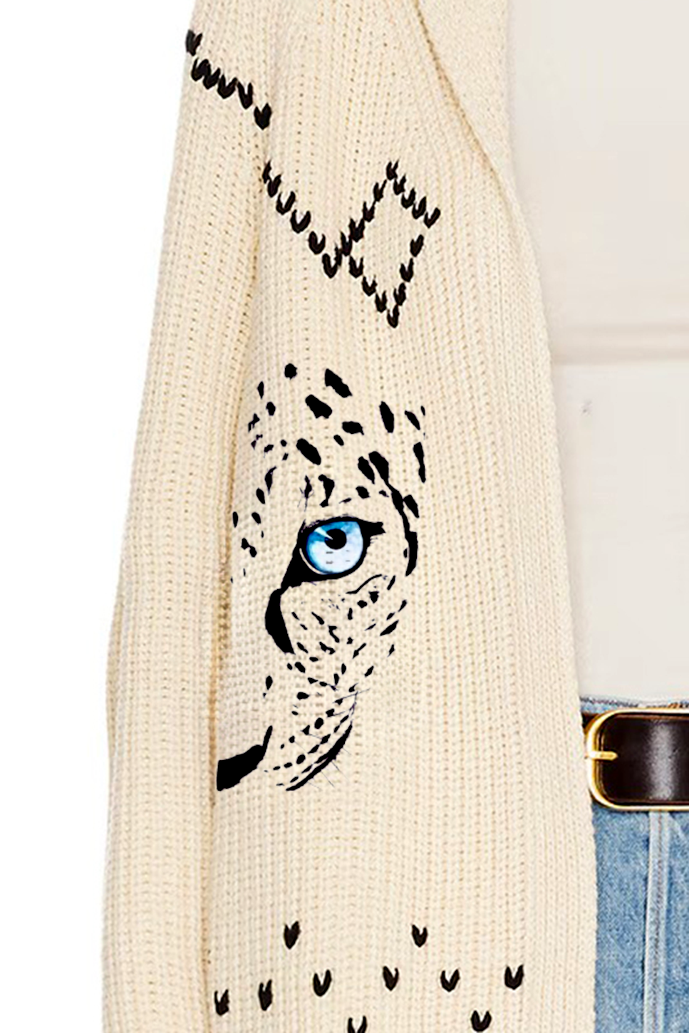 Leopard Eye Print Open Front Cardigan