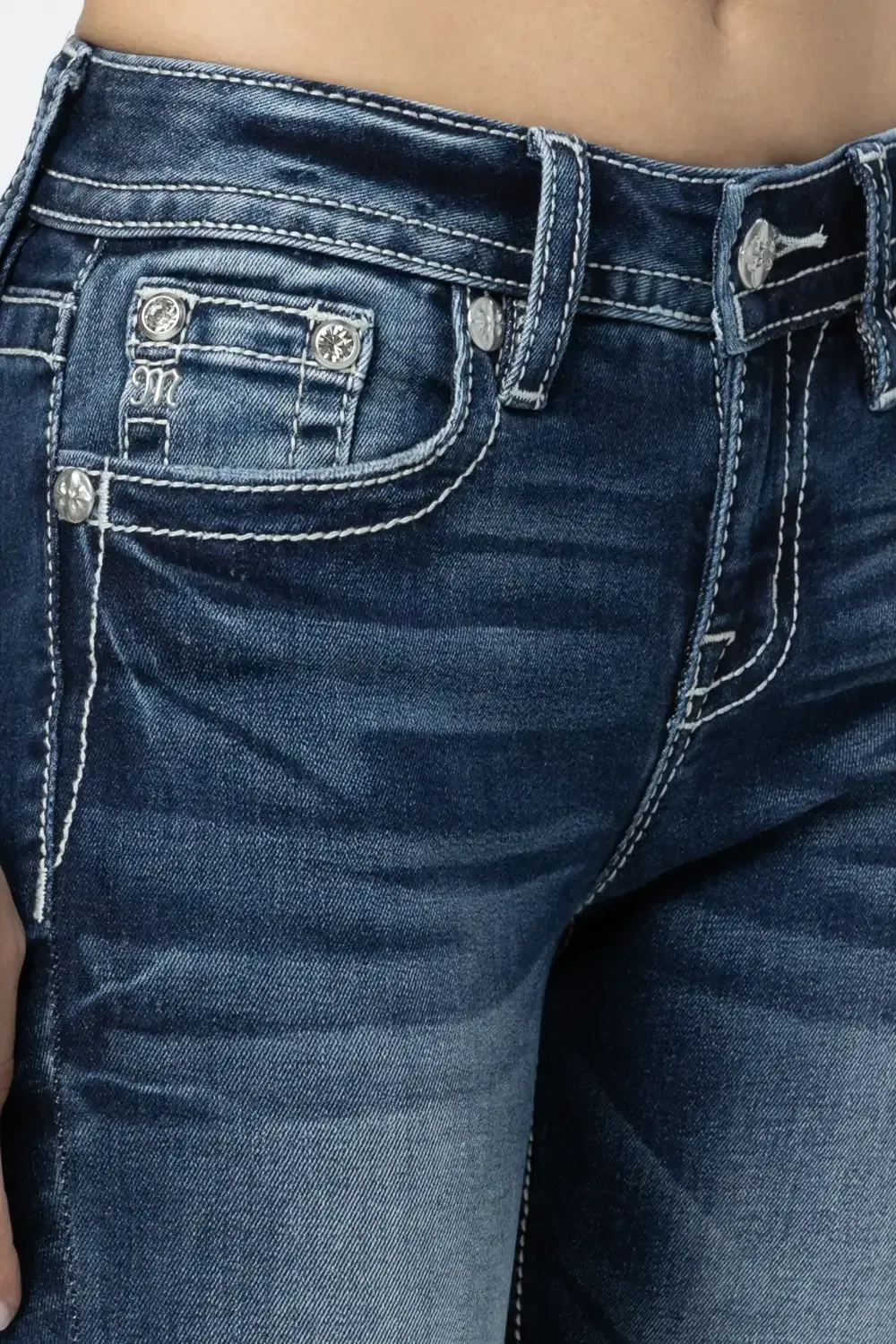 Magenta Embroidered Quilt Bootcut Jeans