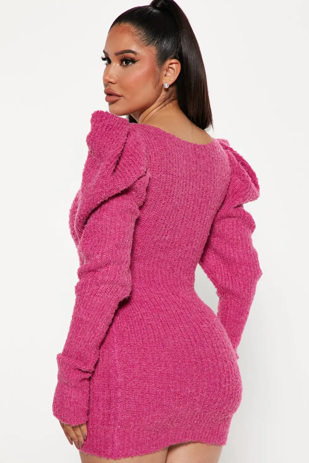 Kara Sweater Mini Dress - Fuchsia