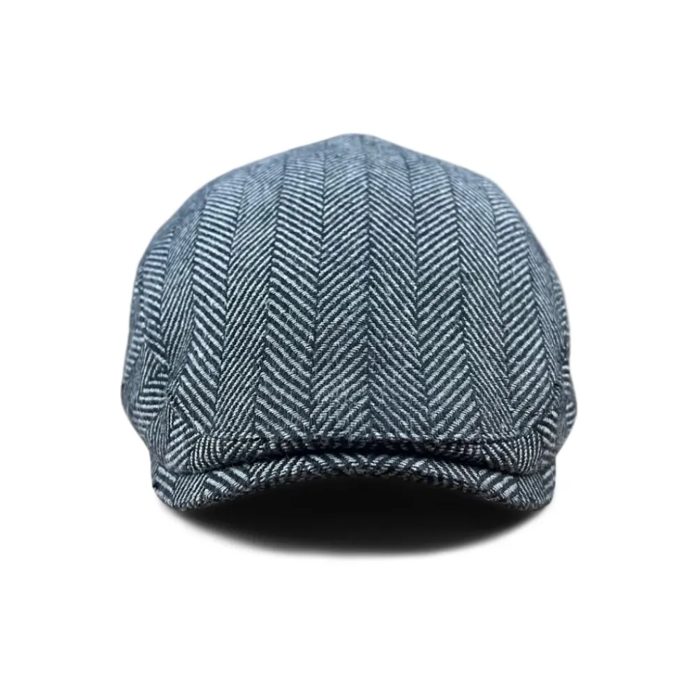 The Flap Cap Boston Scally Cap - Grey Herringbone