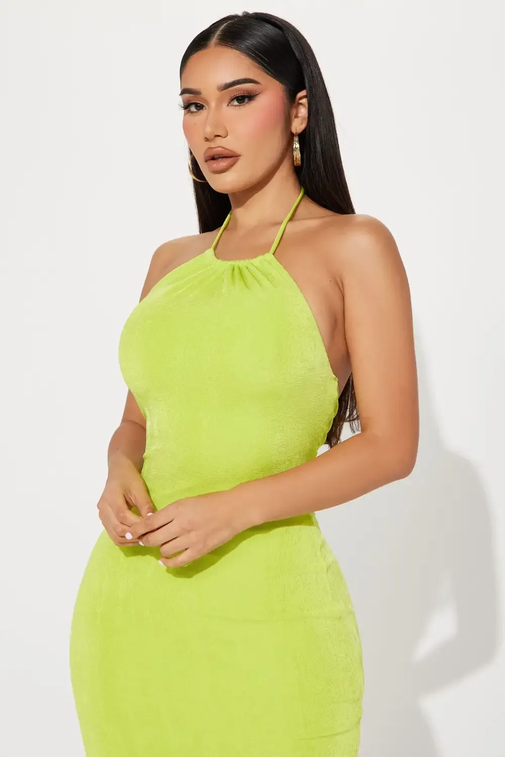 Daysi Slinky Midi Dress - Lime