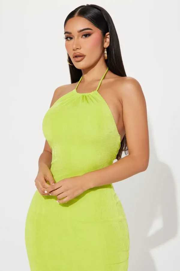 Daysi Slinky Midi Dress - Lime