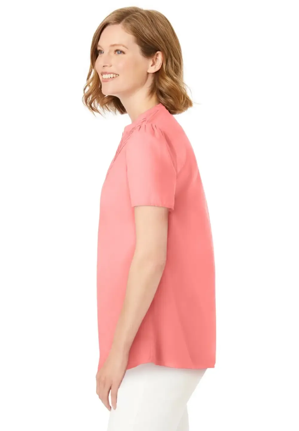 Pintucked Half-Button Tunic