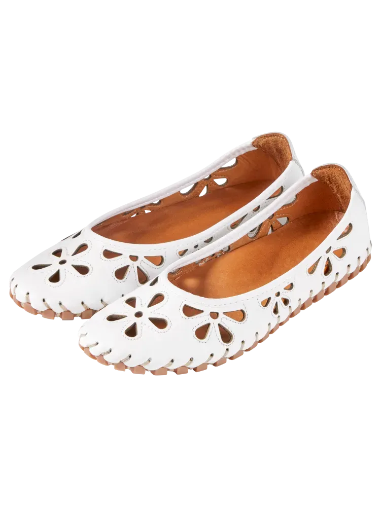 Women's Leather Eyelet Slip-On Flats