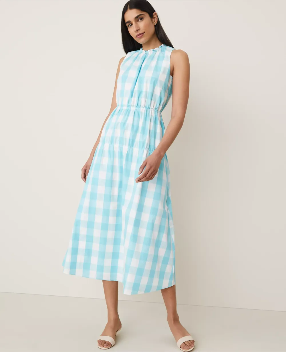 Plaid Flare Midi Dress