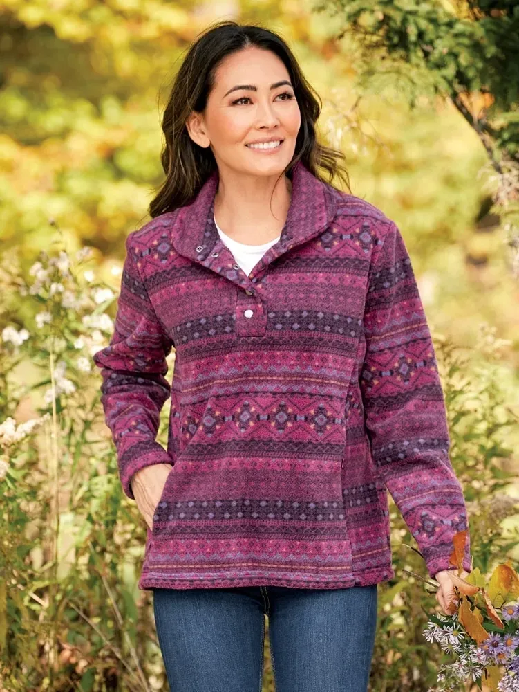 Women's Super-Soft Fleece Pullover With Shawl Collar