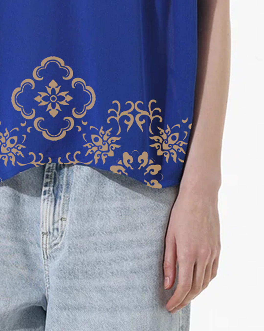 Blue Crinkled Weave Short Sleeve Shirt