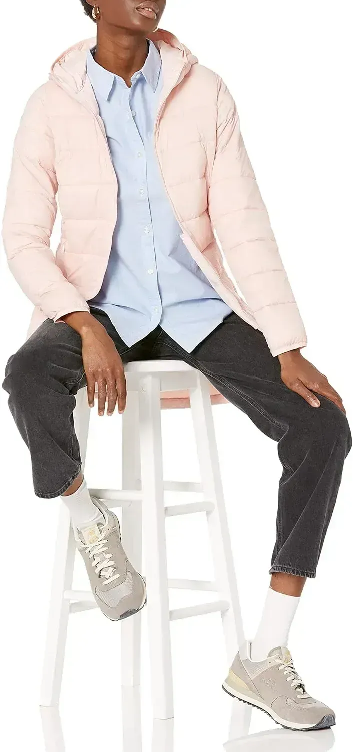 Women's Lightweight Water-Resistant Hooded Puffer Coat (Available in Plus Size)