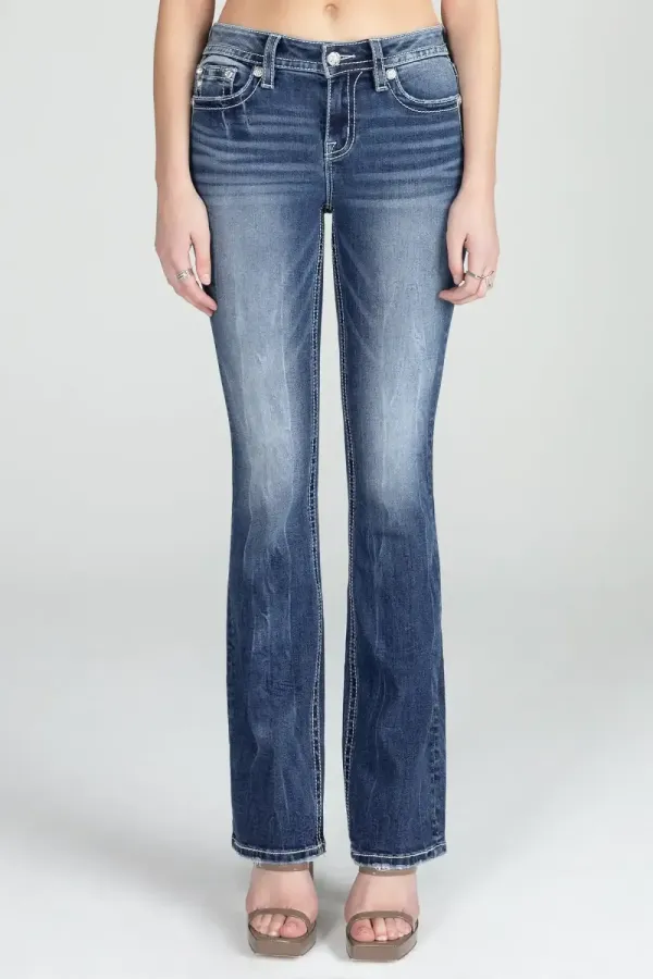 Geometric Braid Cross Stitch Bootcut Denim