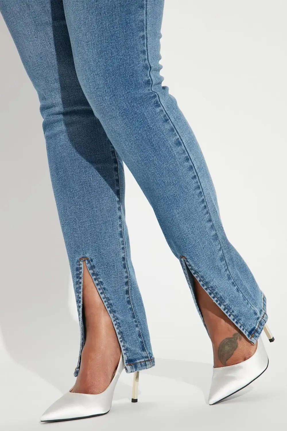 Soho Slit Hem Stretch Skinny Jeans - Medium Blue Wash