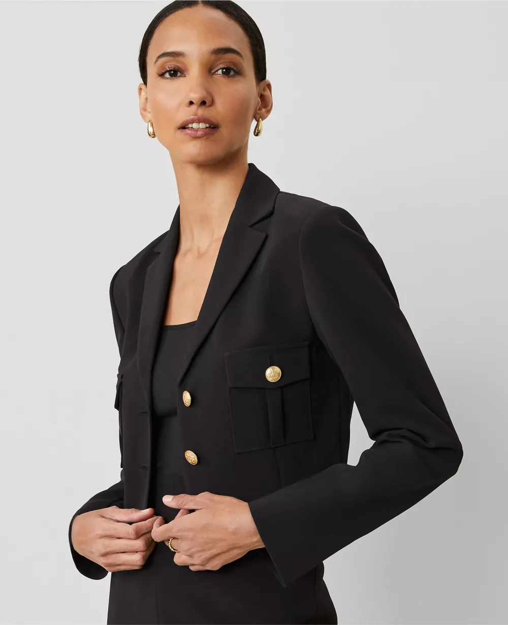 The Military Blazer Jacket in Fluid Crepe