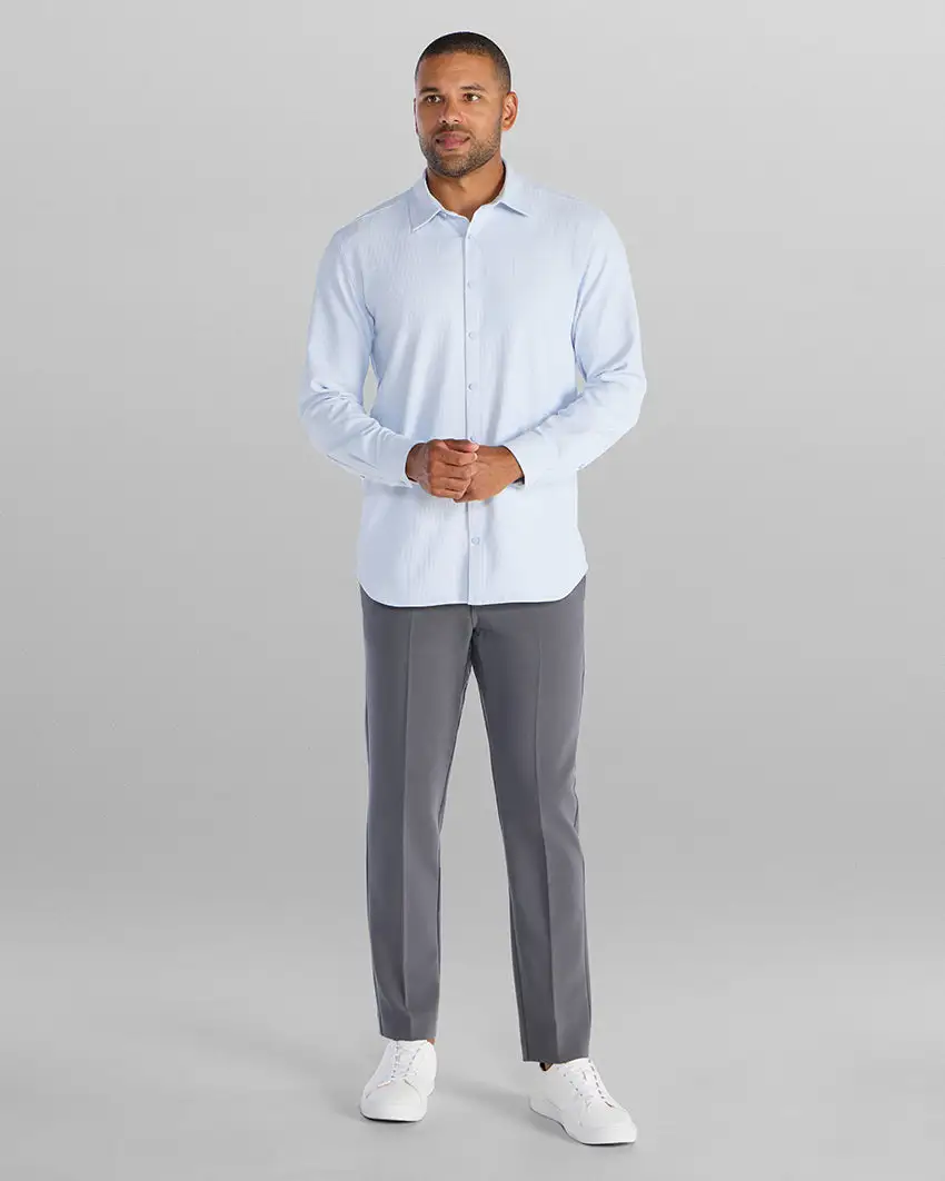 Ribbed+ Long Sleeve Button Down