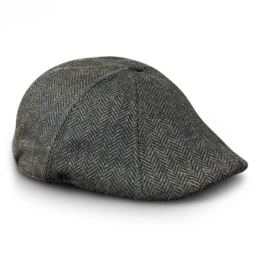 The Peaky Boston Scally Cap - Dark Olive Green Herringbone