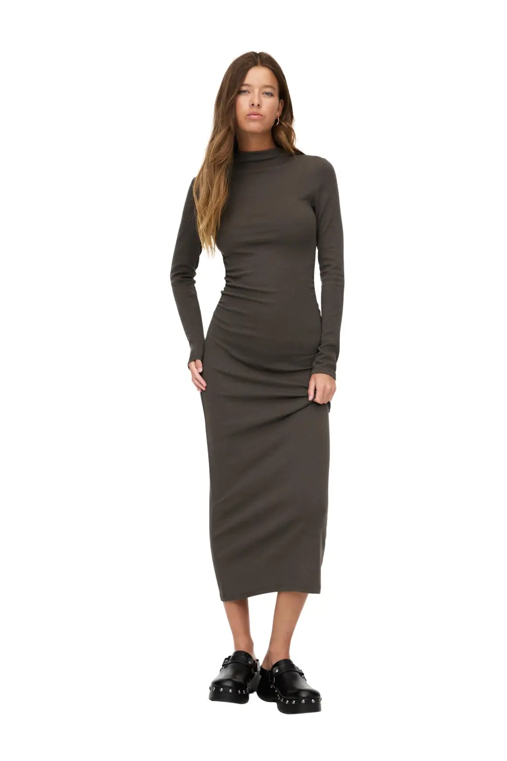 Vestido midi manga larga