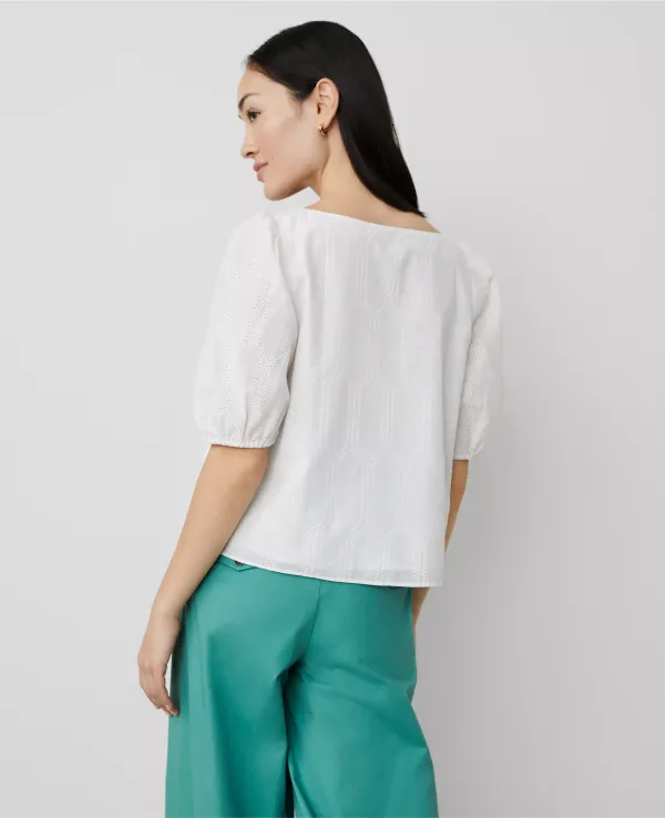 Eyelet Boatneck Popover