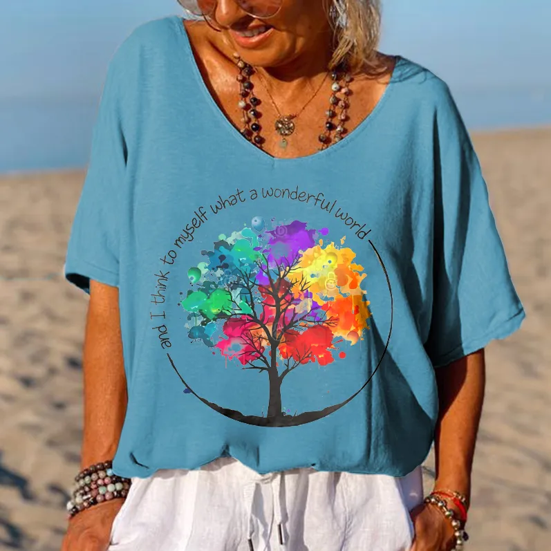 And I Think To Myself What A Wonderful World Printed Women's T-shirt