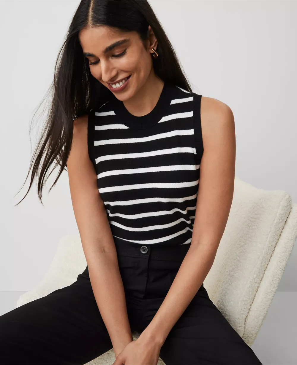 Striped Crew Neck Sweater Shell