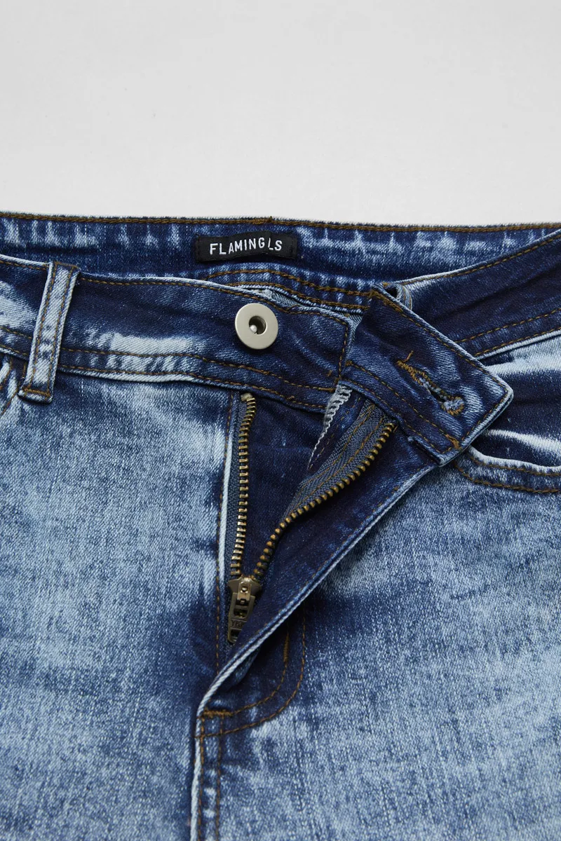 Roll Hem Wash High Stretch High Waist Capri Jeans