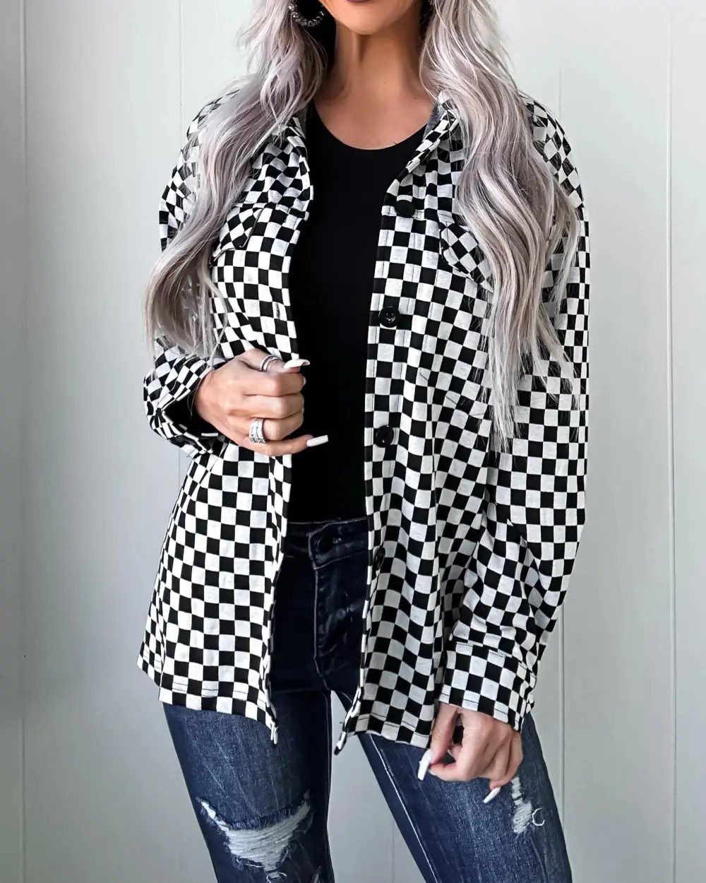 Classic Checkered Jacket - Black