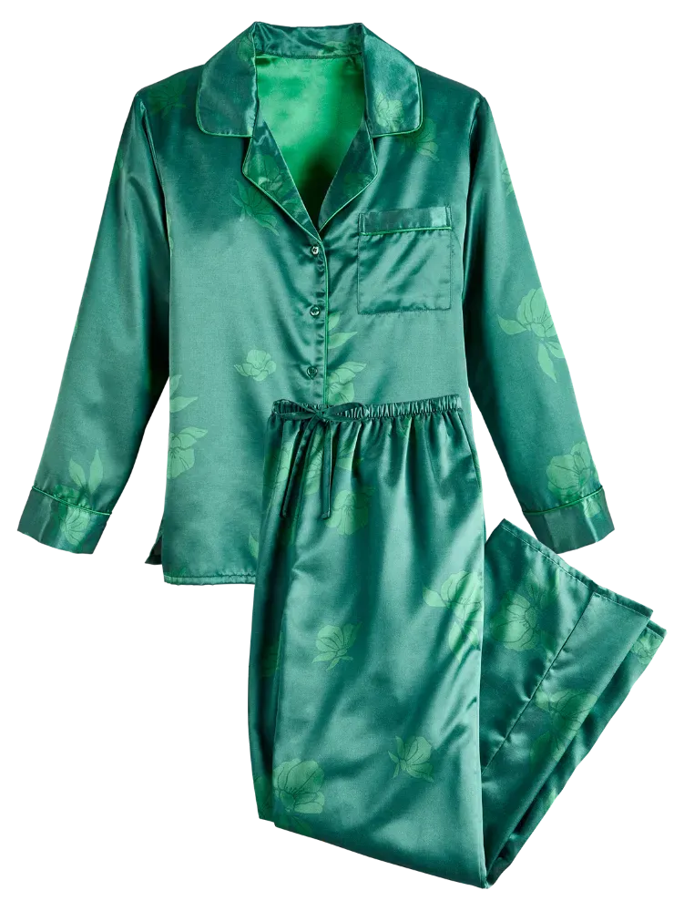 Women's Brushed-Back-Satin Orchid Pajamas