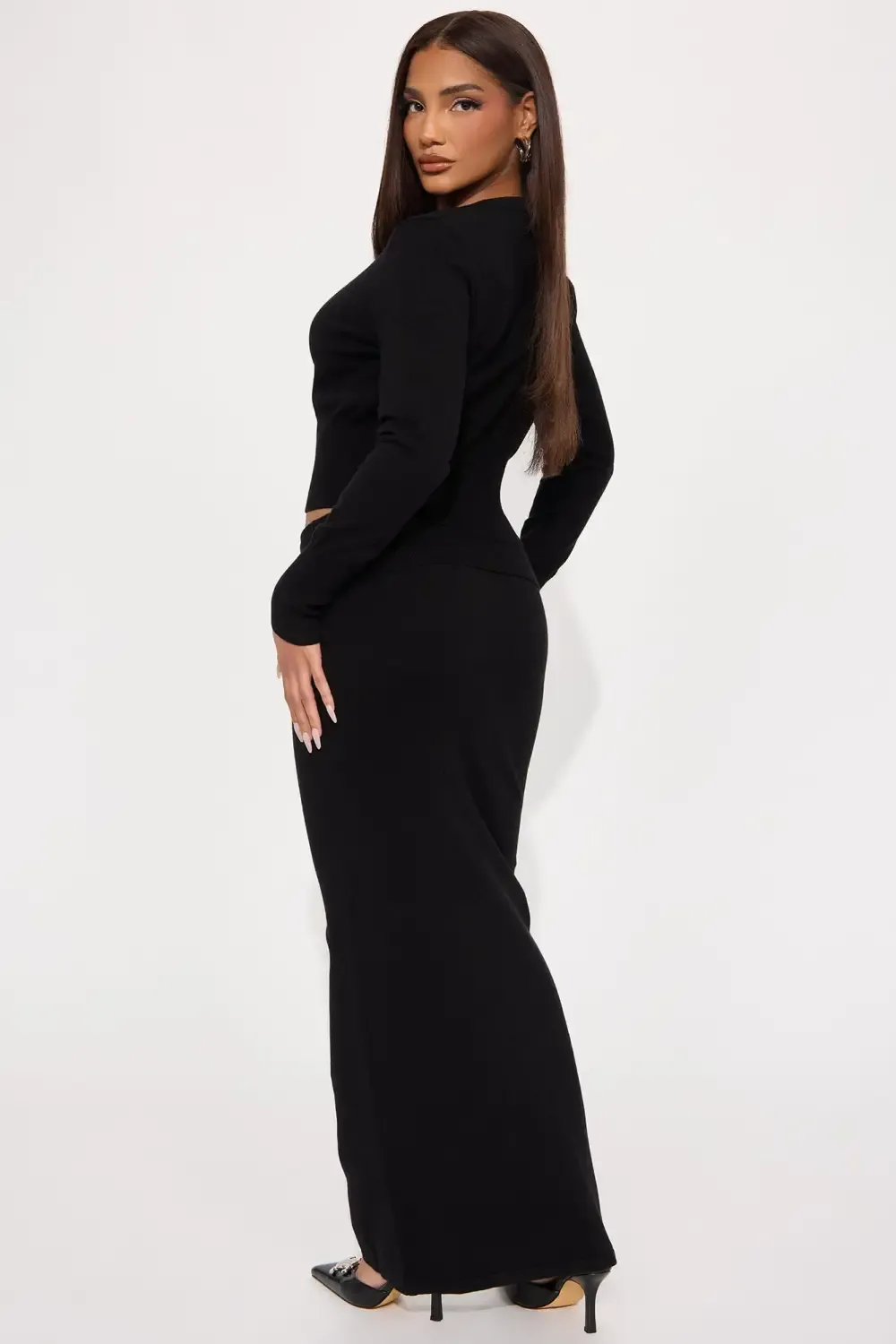 Rosanne Sweater Skirt Set - Black