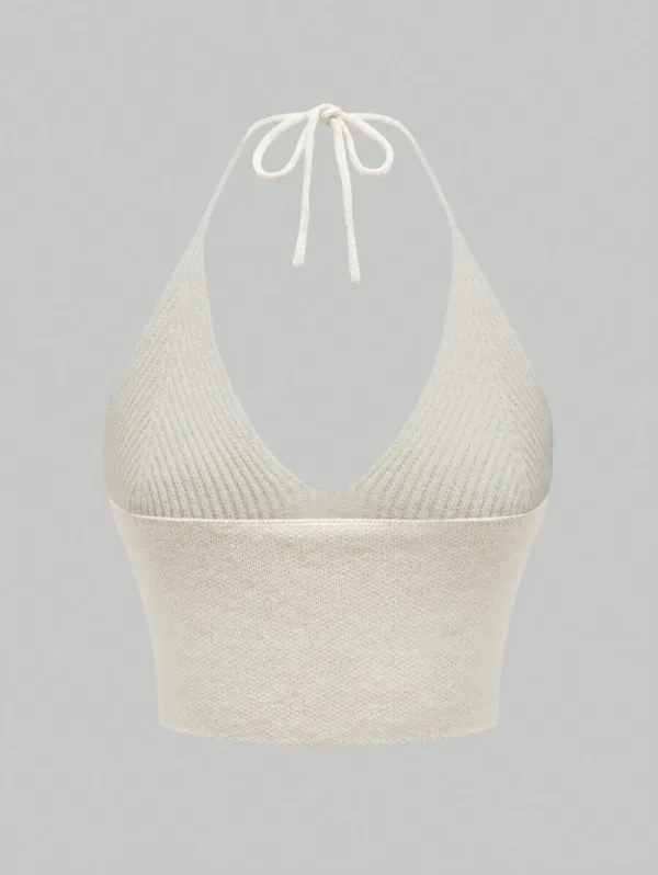 Hippie Summer Sexy Embroidered Backless Halter Knitted Top