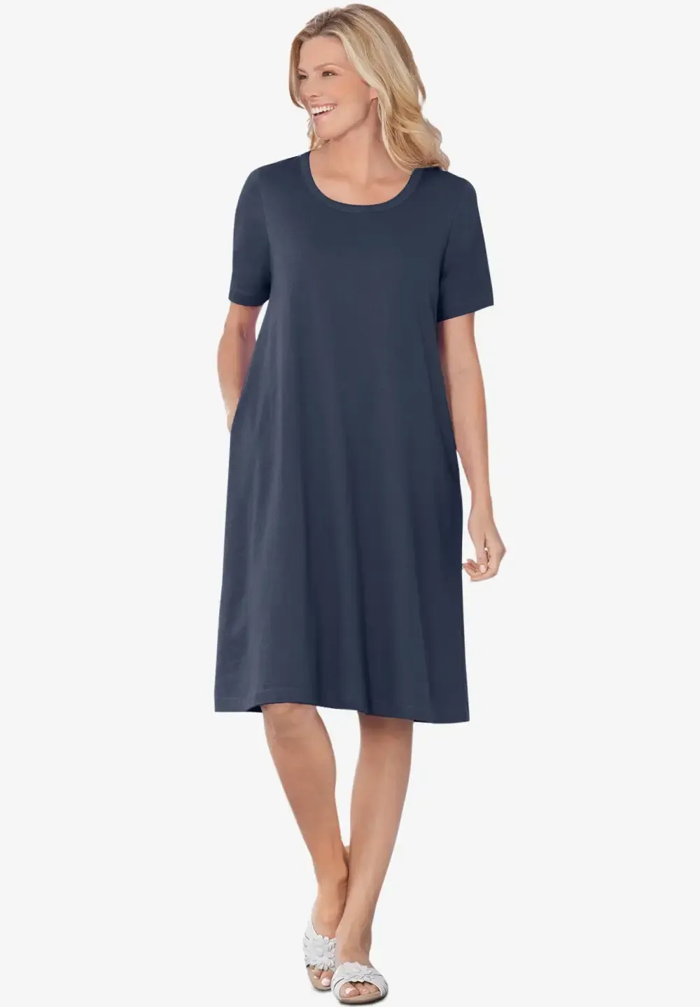 Perfect Short-Sleeve Crewneck Tee Dress