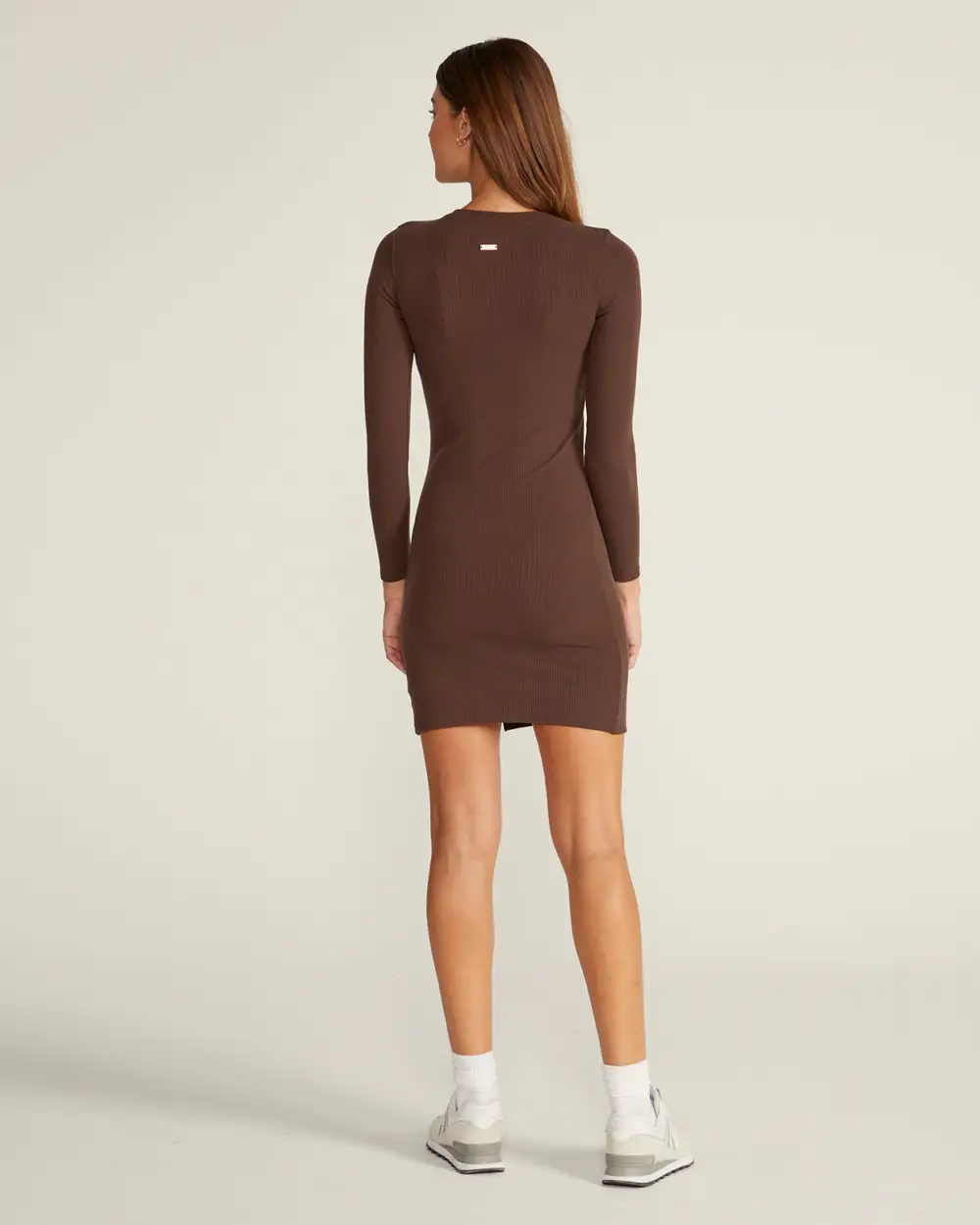 Rib Long Sleeve Split Hem Dress