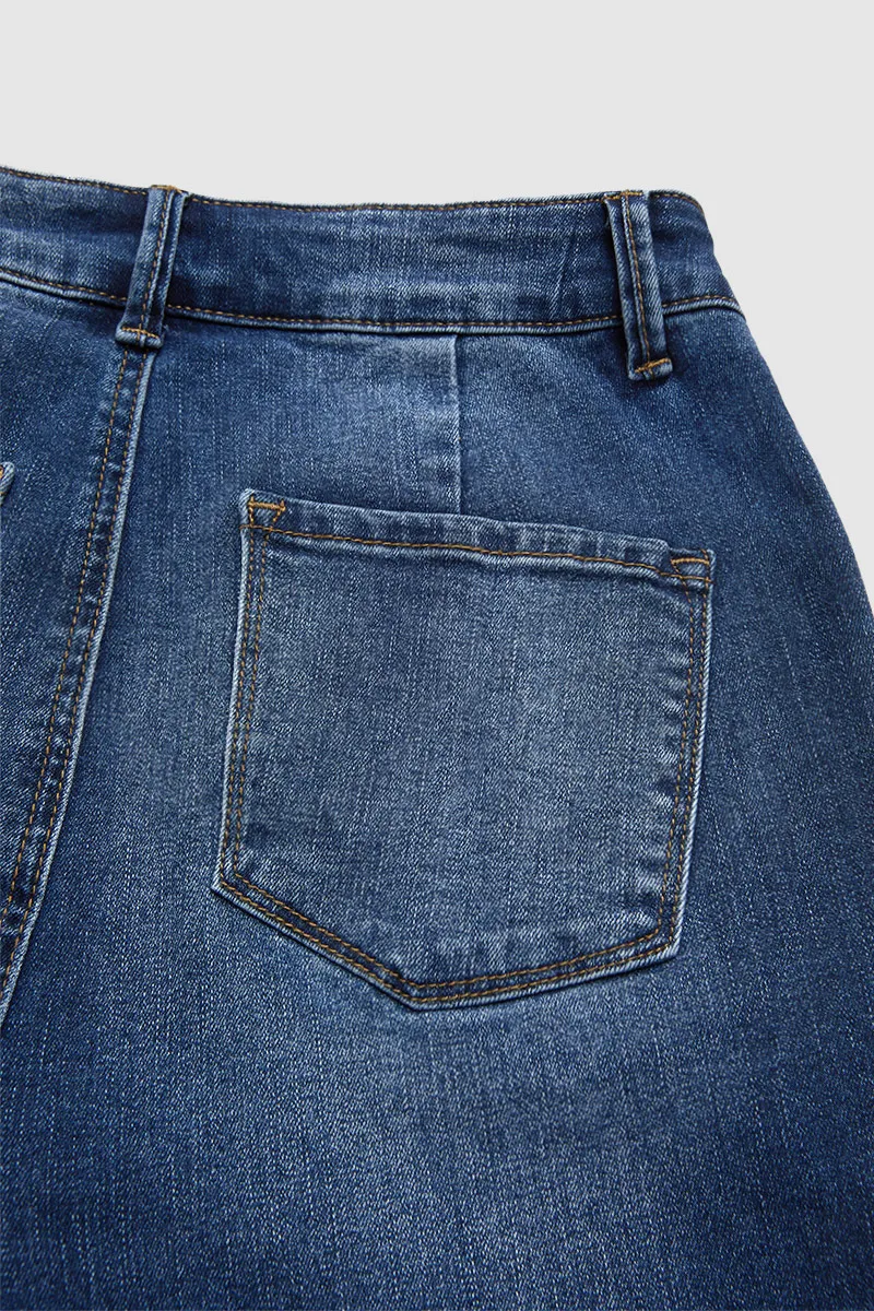 Wash Stretchy High Waist Straight Leg Jeans