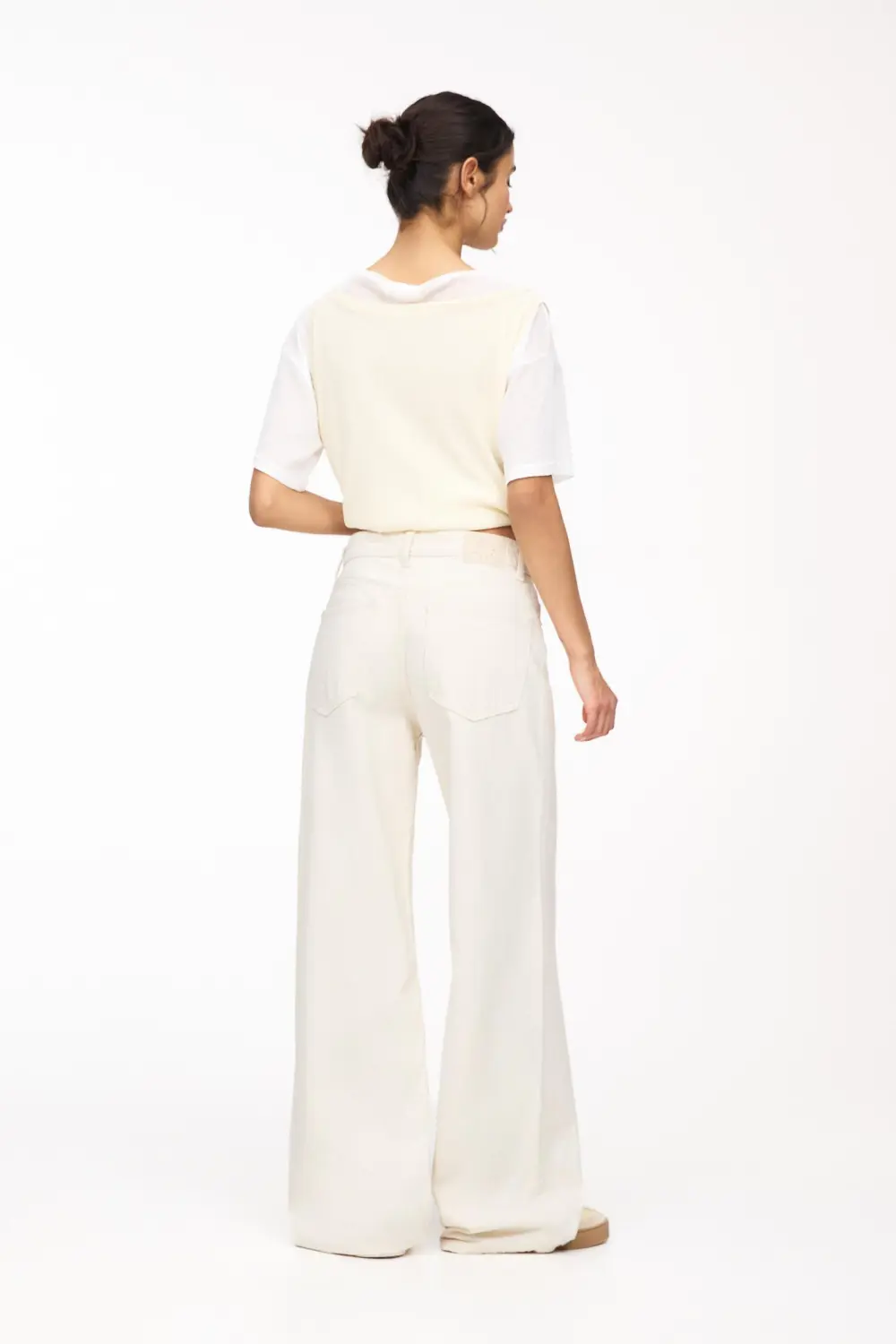 Jeans wide leg tiro alto