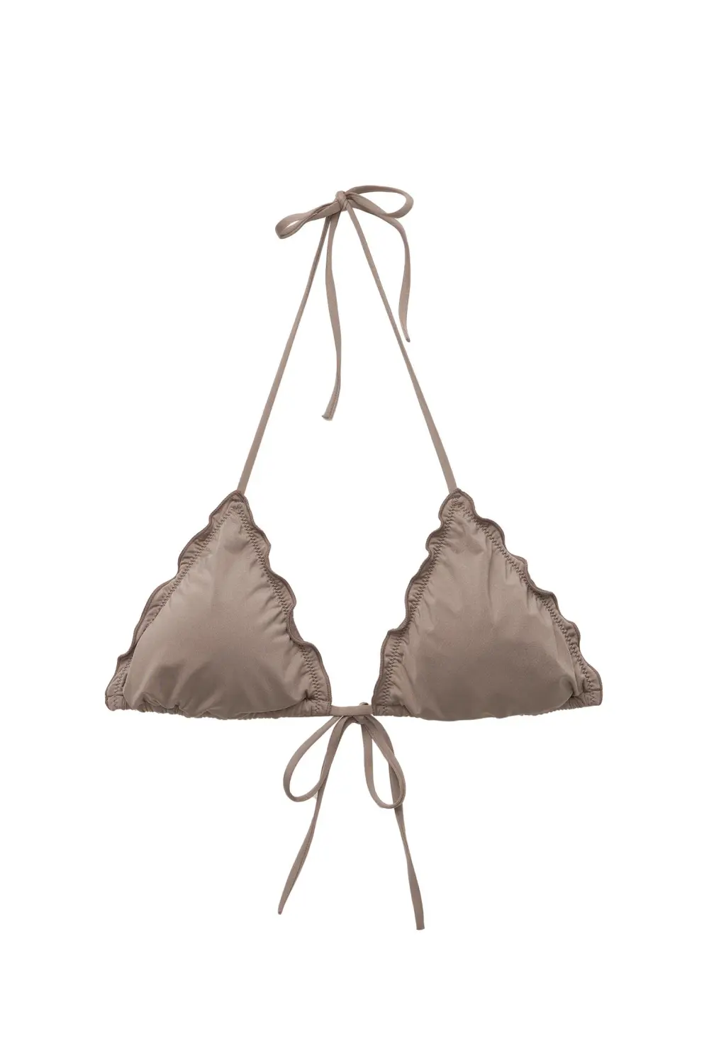 Ruffled triangle bikini top