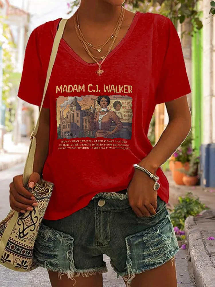 Women'S Madam C.J. Walker V-Neck Short-Sleeved T-Shirt