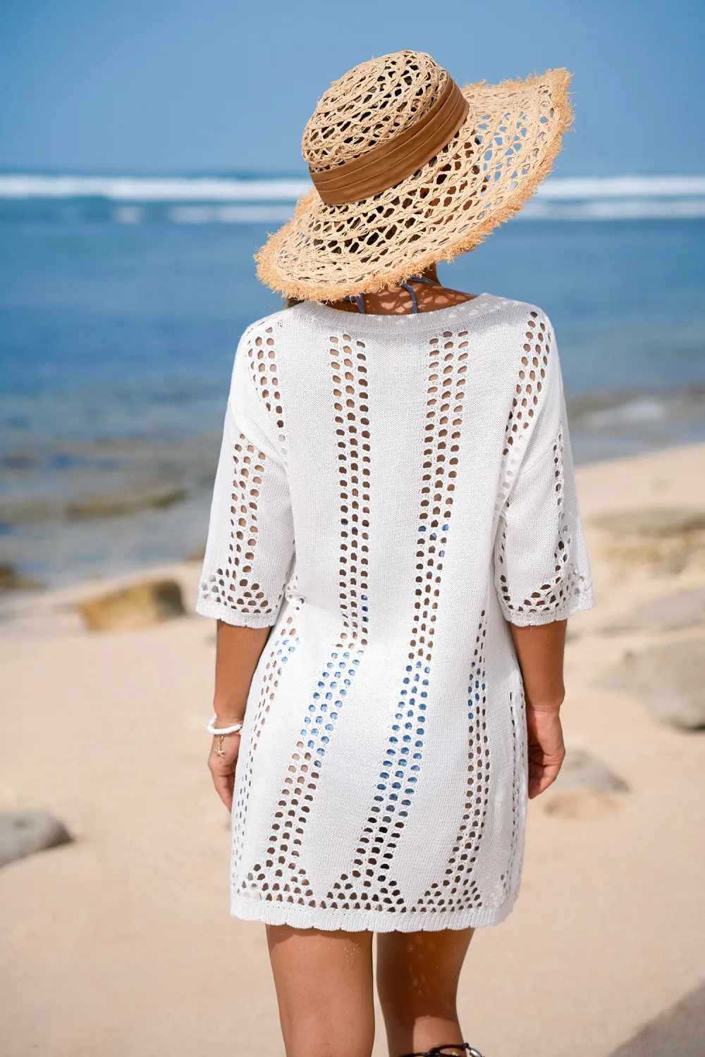 Open Air Beige Cover-Up Mini Dress
