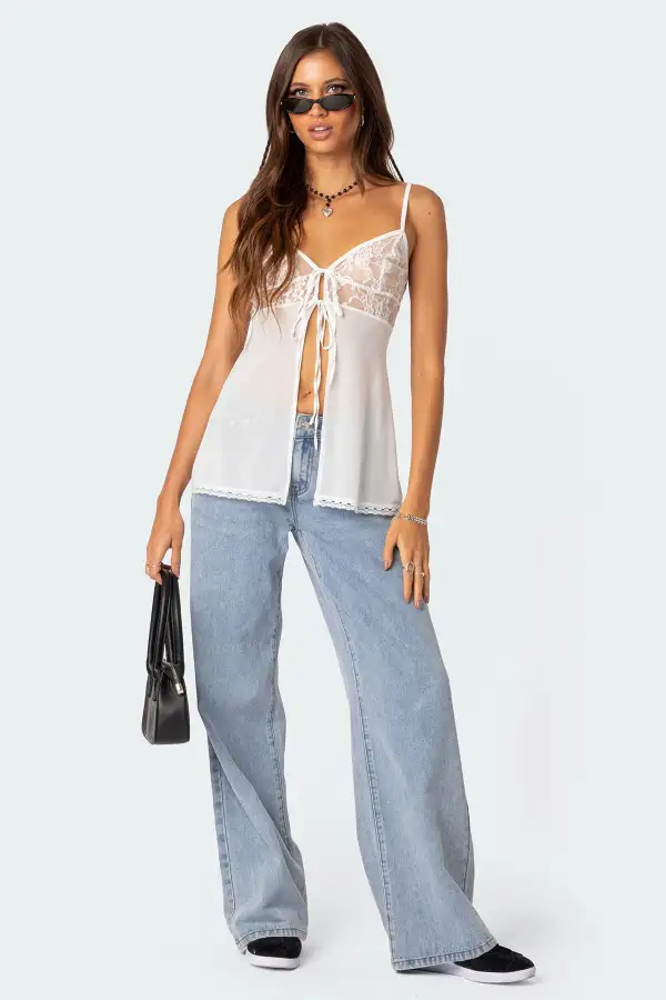 Mimosa Sheer Lace Long Tank Top