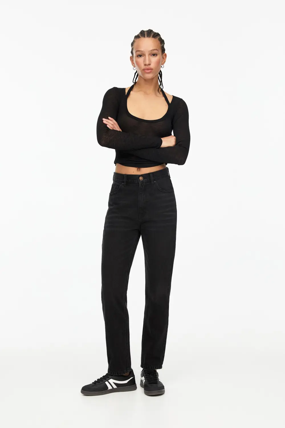 Jeans mom tiro alto