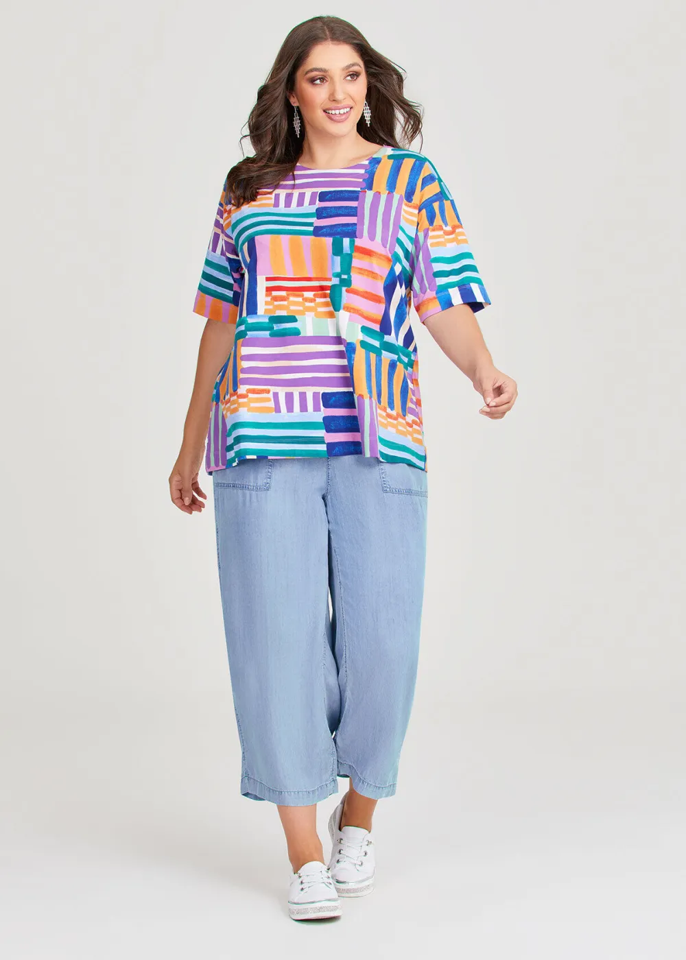 Chambray Pull On Crop Pant