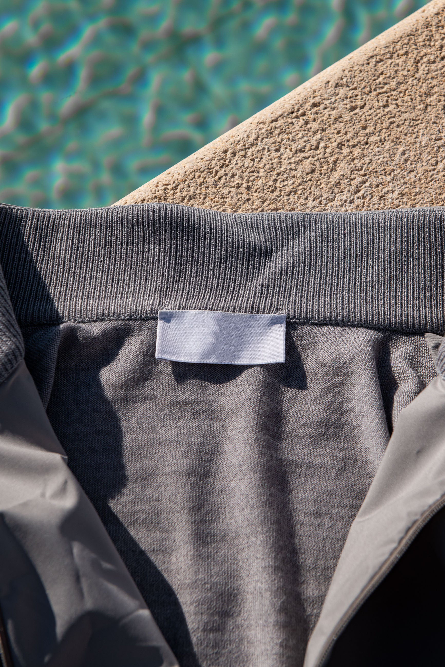Light Grey Knit & Nylon Bomber Jacket