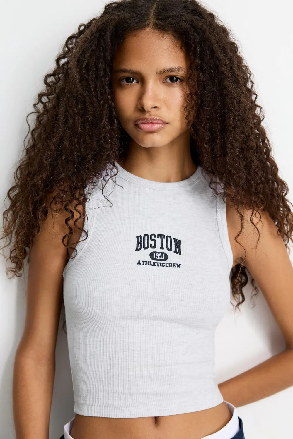 Boston embroidery tank top