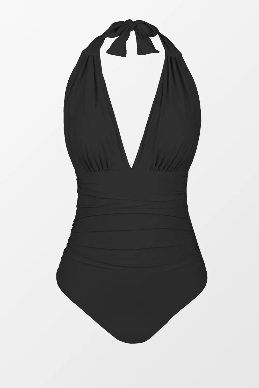 Leopard Print Plunge Halter Tummy Control One Piece Swimsuit