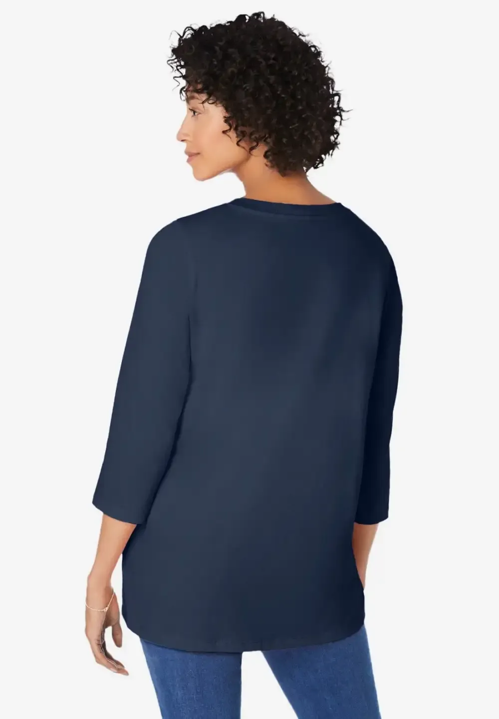 Perfect Three-Quarter Sleeve V-Neck Tunic