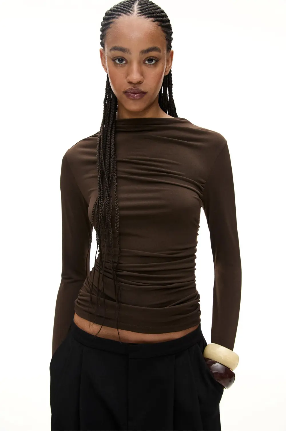 Gathered long sleeve top