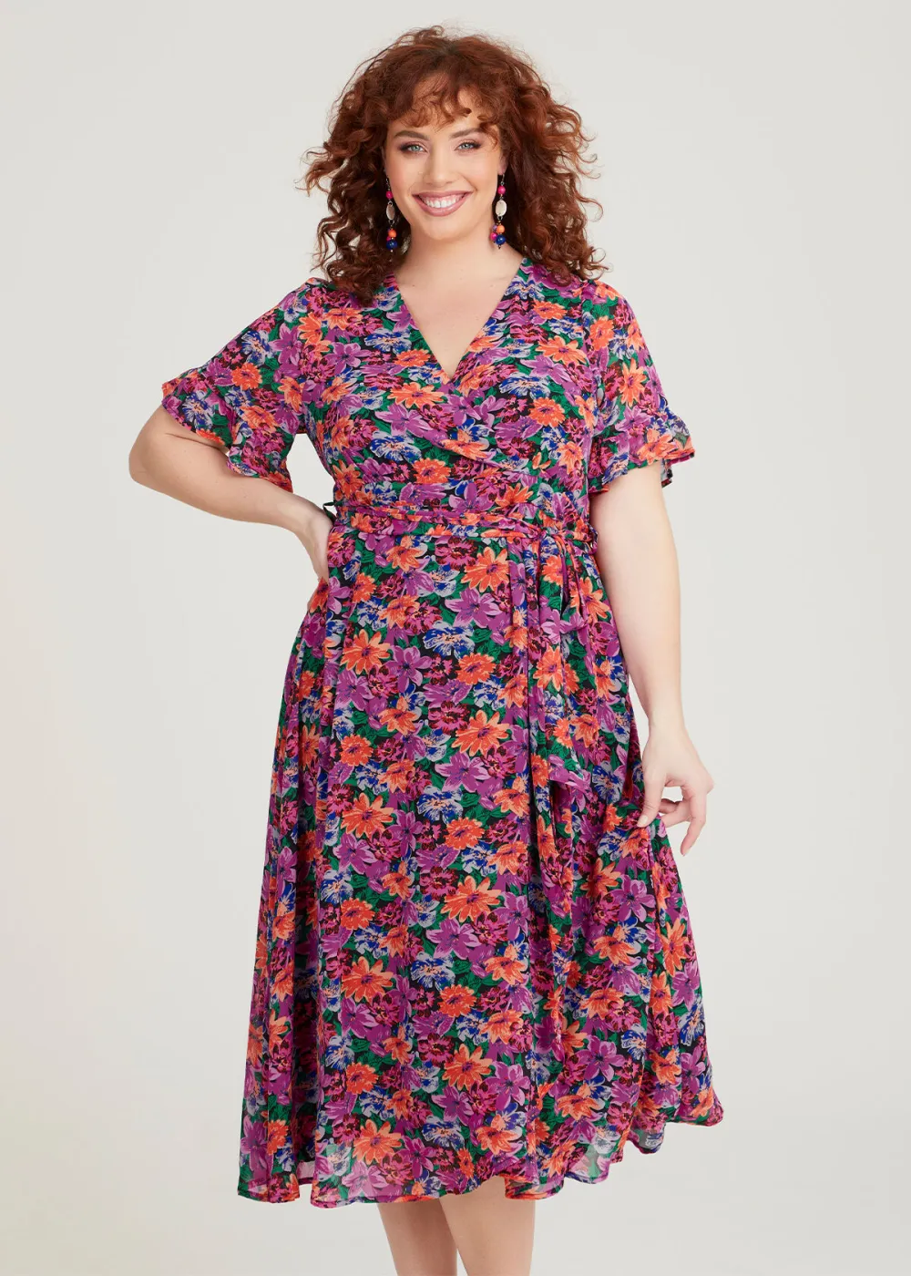Ditsy Floral Chiffon Wrap Dress