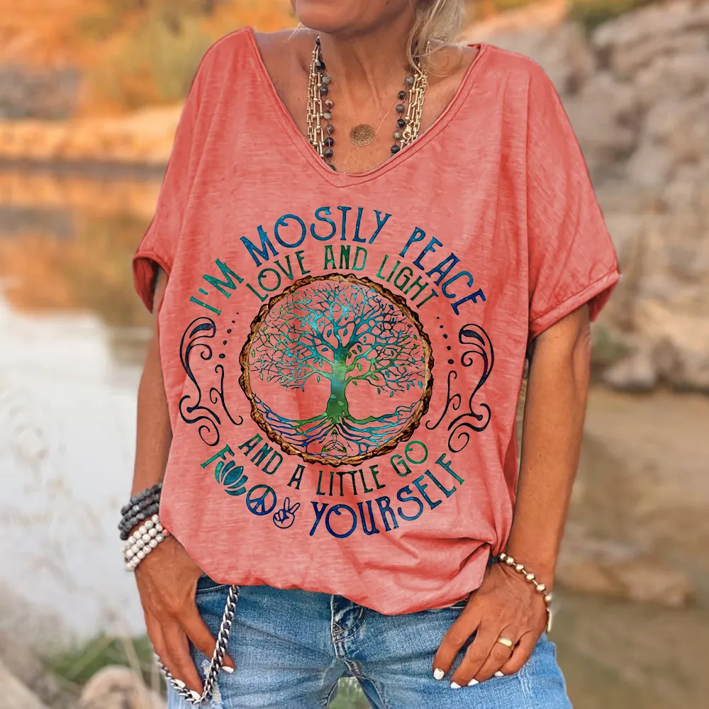 I'm Mostly Peace Love And Light Printed Women's T-shirt